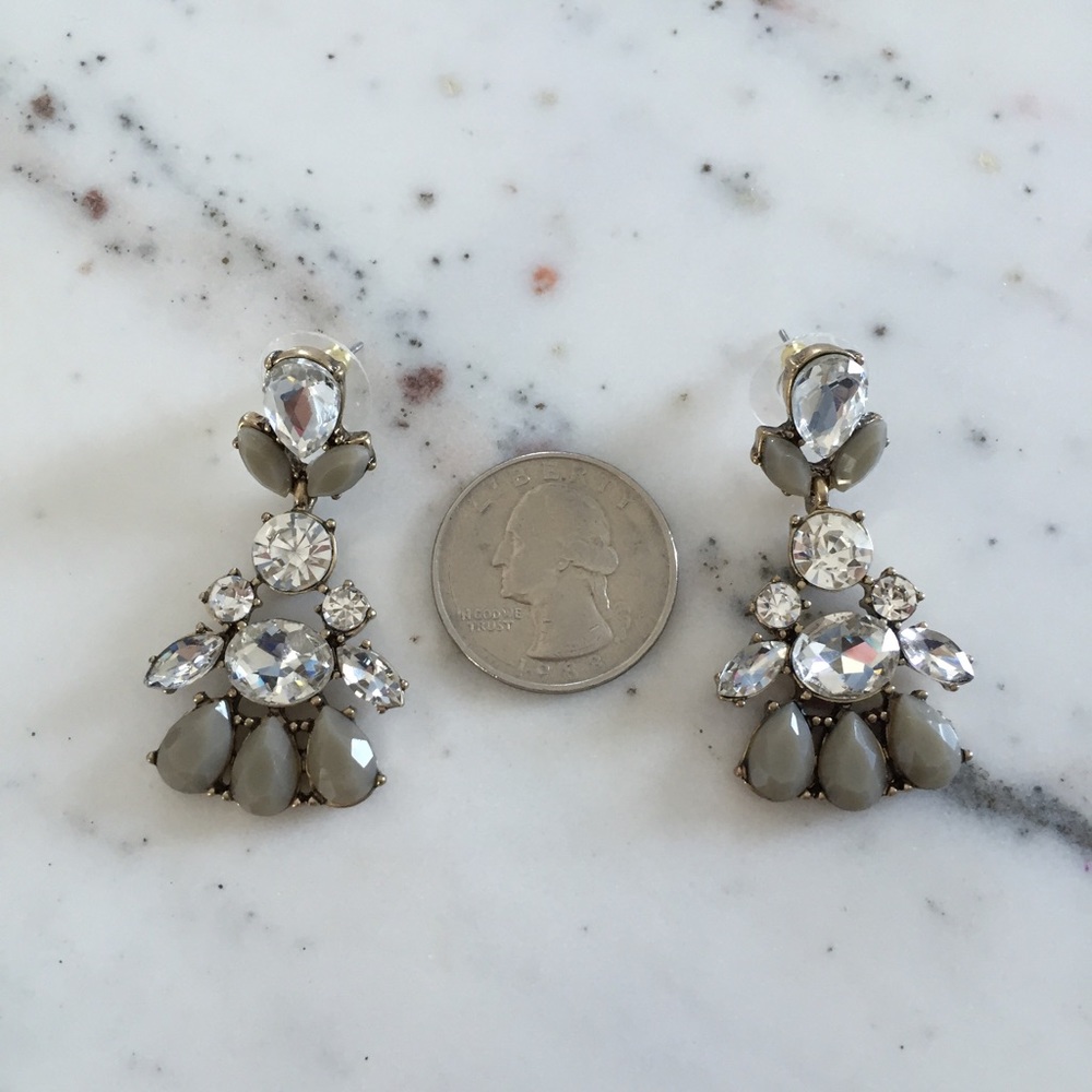 🆑 "Fallon" Earrings || Clear Crystal Statement - Picture 4 of 8
